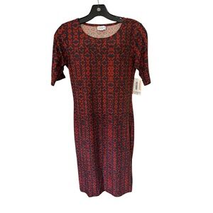 LuLaRoe XS Julia Teal and Red Dress Vintage New